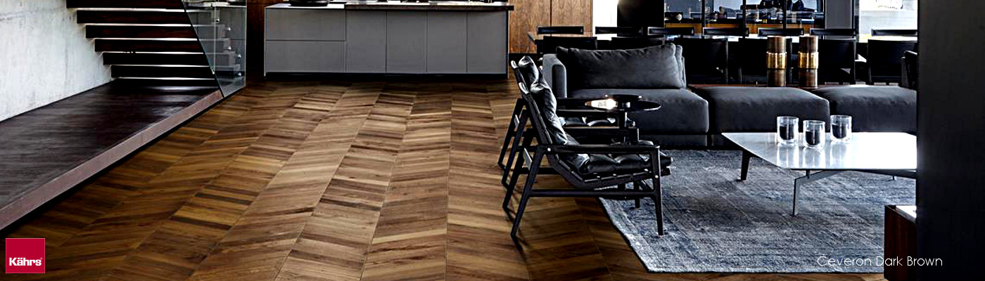 Kahrs, Chevron Dark Brown, Engineered Wood Flooring