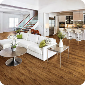 Fusion, Hybrid Plank, Blond Acacia Flooring in a Great Room