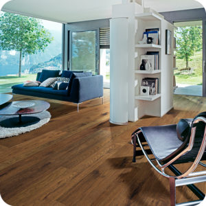 Hallmark, Monterey Collection, Puebla Hickory Engineered Wood Floor in a Living Room