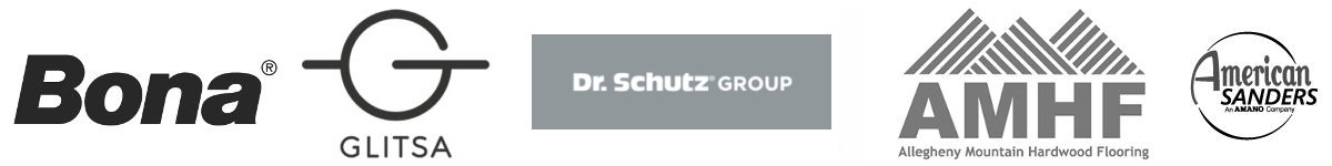 logos for Bona, Glitsa, Dr Schutz, AMHF, and American sanders